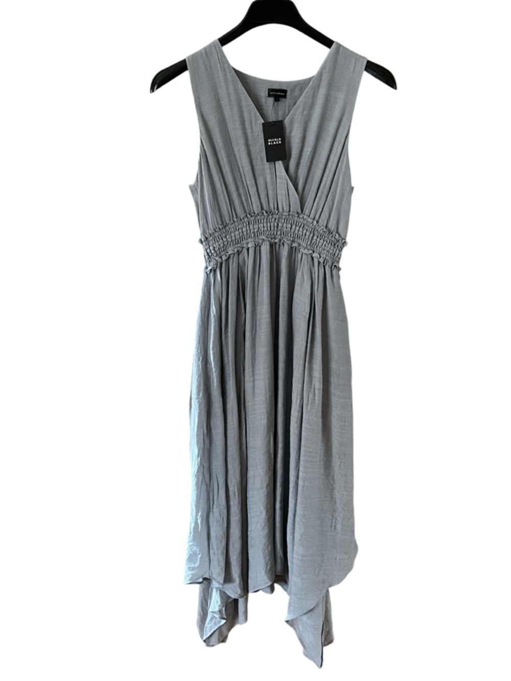 NWT Buckle Black Neutral Blue-Gray Sleeveless V-Neck Midi Dress Asymmetrical